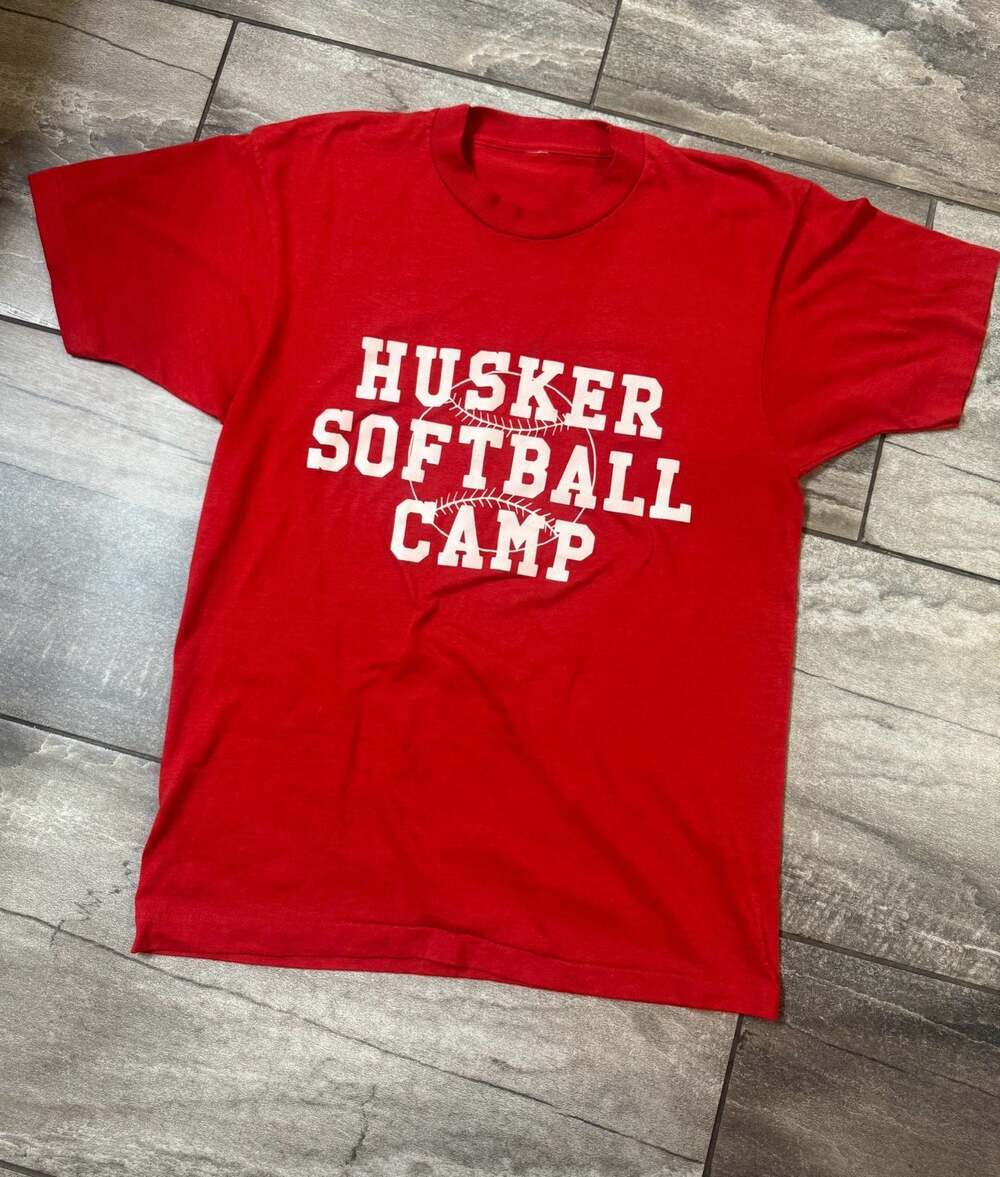 Vintage Nebraska Cornhuskers Husker Softball Camp Red Single Stitch T-Shirt